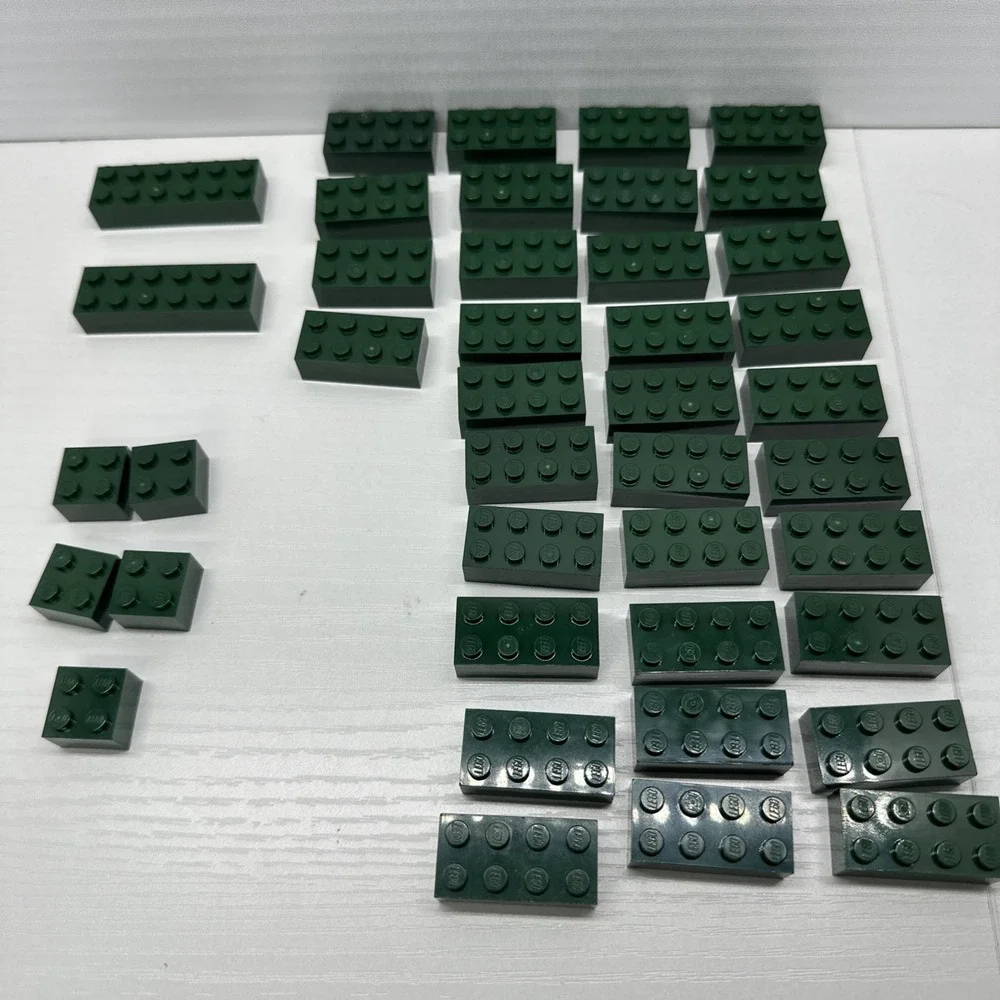 Lego Parts Pieces - Dark Green Brick Lot Of 41 - 2x2, 2x4 &‎ 2x6